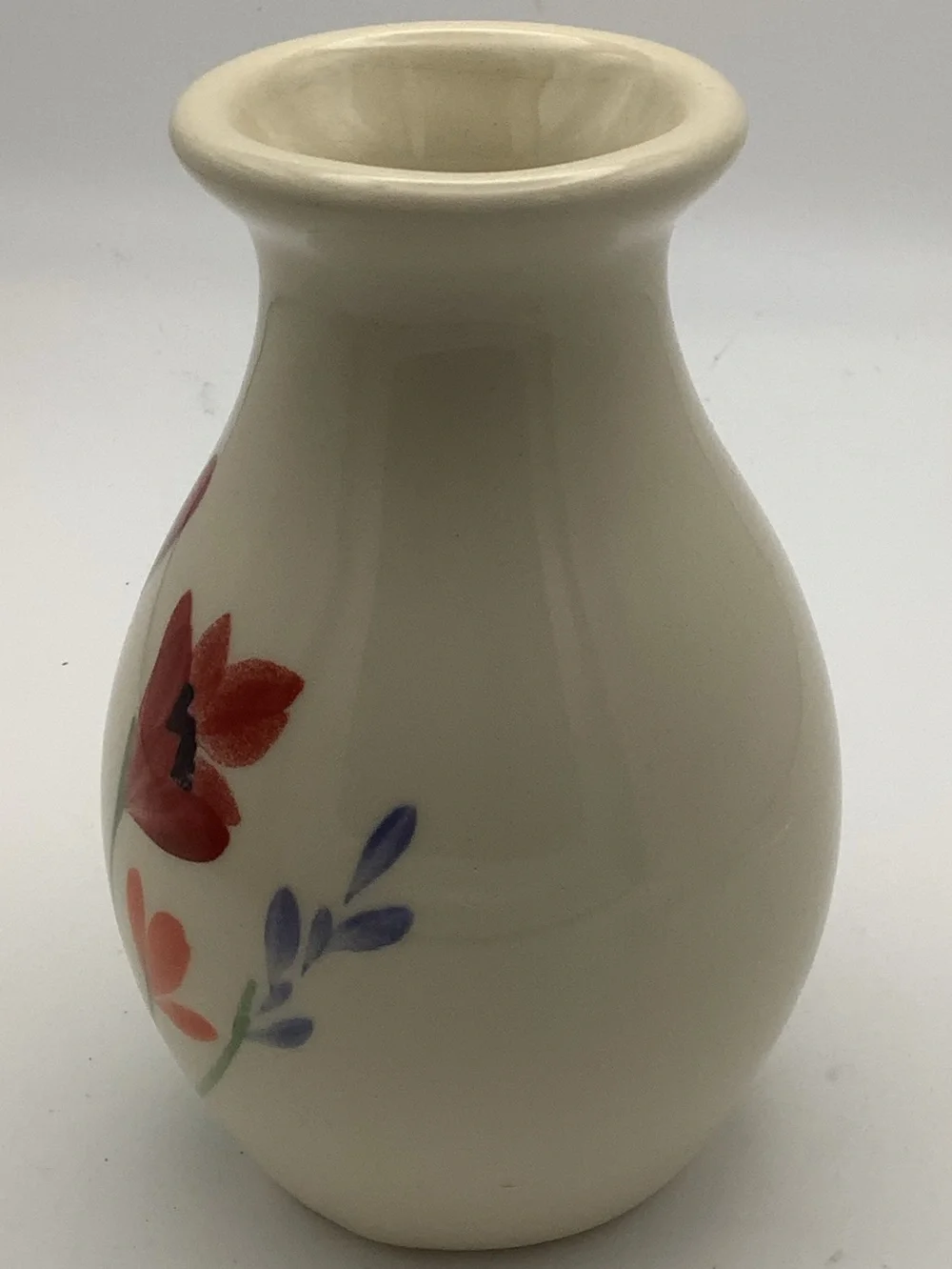 Emerson Creek Pottery Hand Painted Red Poppy Flower Design Vase